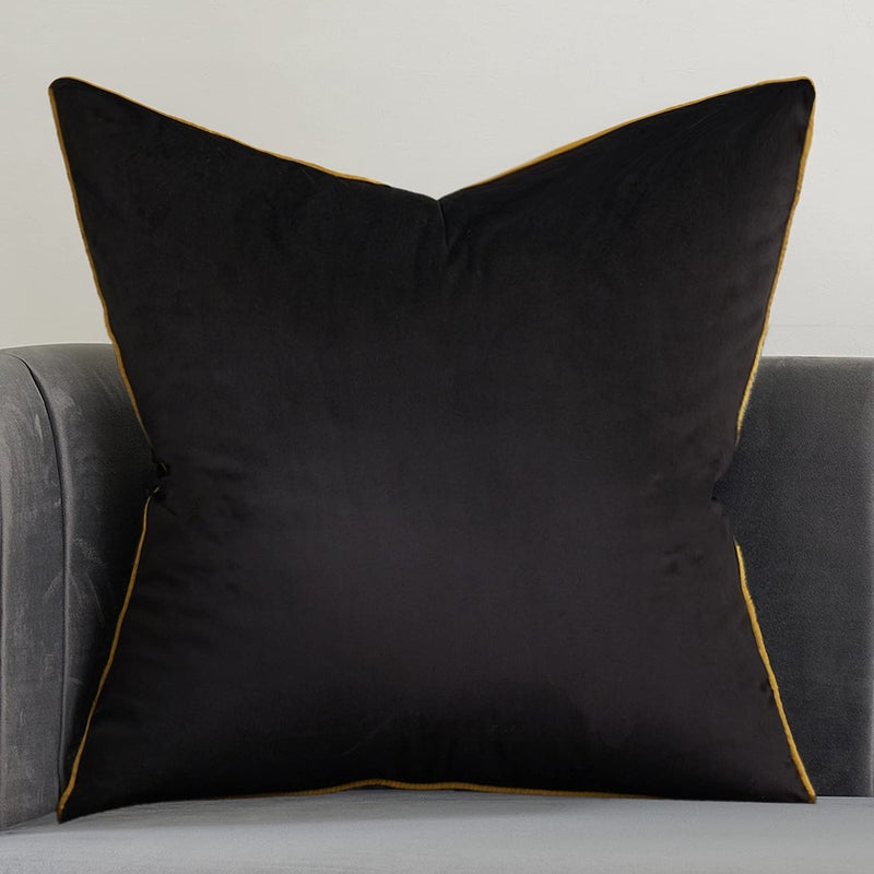 Avigers 20 x 20 Inches Black Solid Cushion Case Luxury Modern Square Throw Pillow Cover Decorative Pillow for Couch Living Room Bedroom Car 50 x 50cm - Image 1